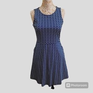 NEW YORK AND CO Geometric Print Pullover Sleeveless Fit and Flare Dress